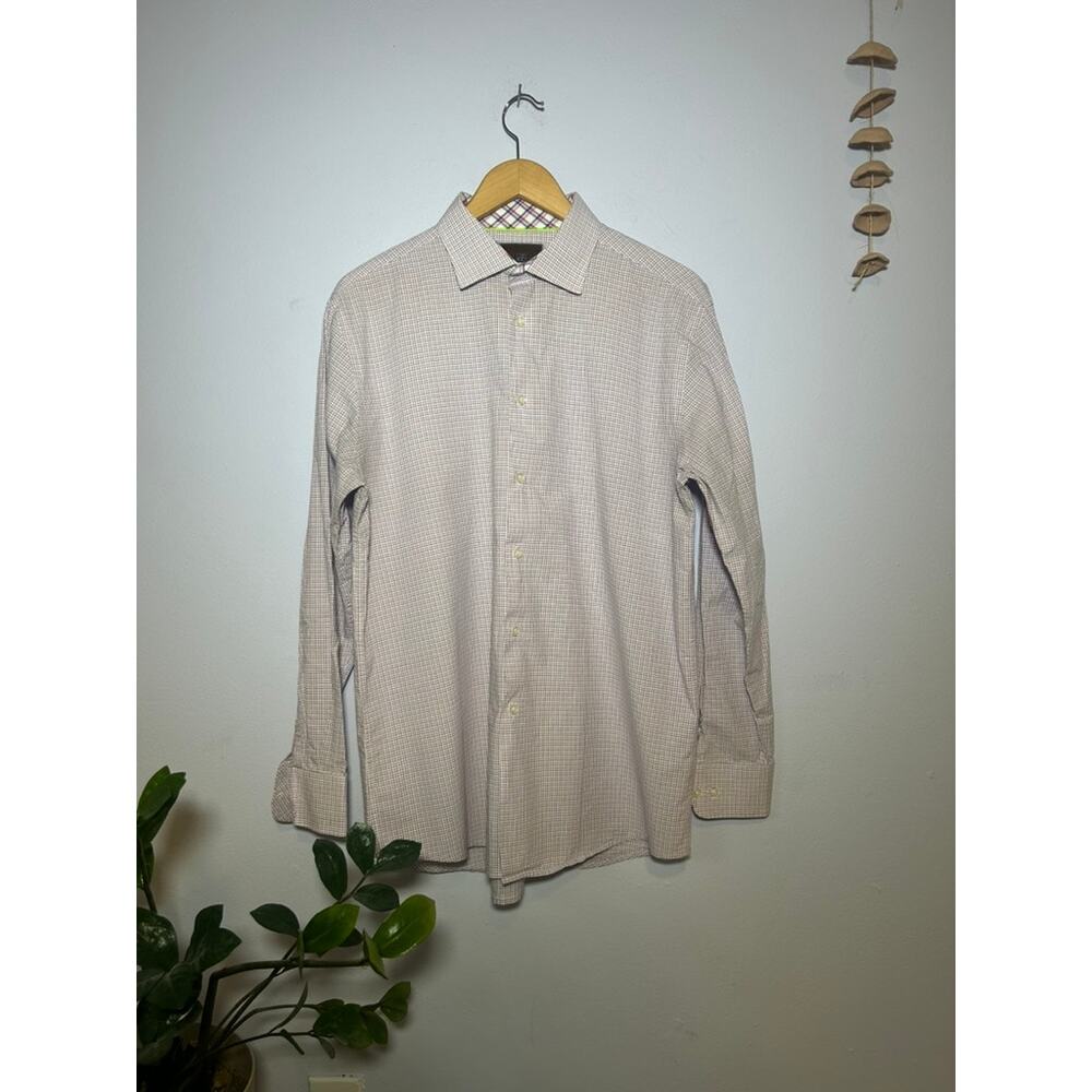 Checked James Tattersall Button-Down Long-Sleeve‎ Dress Shirt - (Mens 17 34/35)